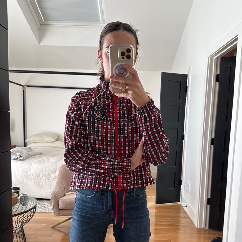 Jordan Red and Black Checkered Button Down jacket